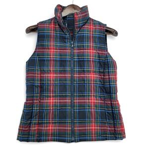 Talbots Petites Plaid Quilted Puffer Vest Petite Zip Front‎ Classic Preppy